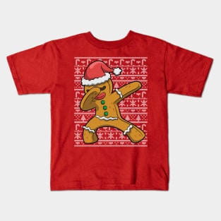 Dabbing Gingerbread Man Ugly Christmas Sweater Kids T-Shirt